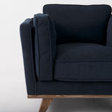 Brooks 41.7L x 34.8W x 33.5H Navy Blue Fabric Chair W/ Medium Brown Wooden Legs from Mercana - Luna Furniture