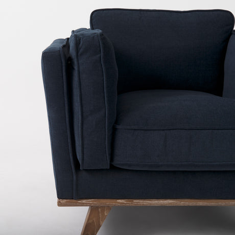 Brooks 41.7L x 34.8W x 33.5H Navy Blue Fabric Chair W/ Medium Brown Wooden Legs from Mercana - Luna Furniture