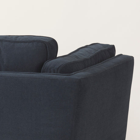 Brooks 41.7L x 34.8W x 33.5H Navy Blue Fabric Chair W/ Medium Brown Wooden Legs from Mercana - Luna Furniture