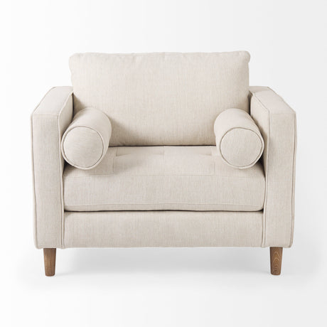 Loretta 40.7L x 36.2W x 33.9H Cream Fabric Chair W/ Two Bolster Cushions from Mercana - Luna Furniture