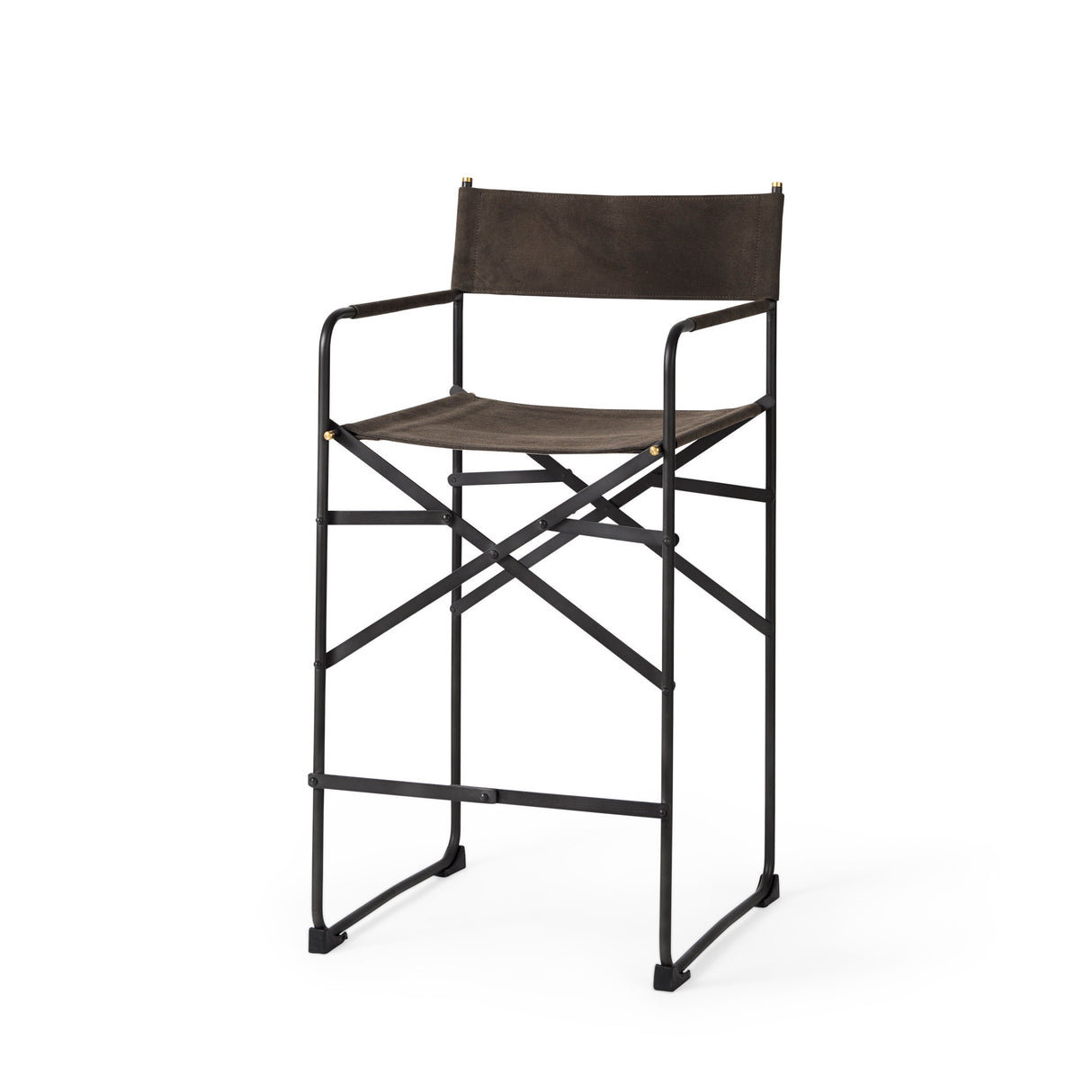 Direttore 19.3L x 19.3W x 40.2H Brown/Gray Suede W/ Metal Frame Counter Stool from Mercana - Luna Furniture