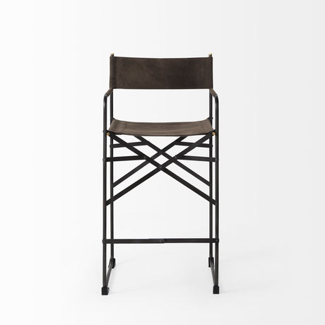 Direttore 19.3L x 19.3W x 40.2H Brown/Gray Suede W/ Metal Frame Counter Stool from Mercana - Luna Furniture