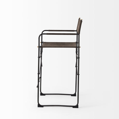 Direttore 19.3L x 19.3W x 40.2H Brown/Gray Suede W/ Metal Frame Counter Stool from Mercana - Luna Furniture