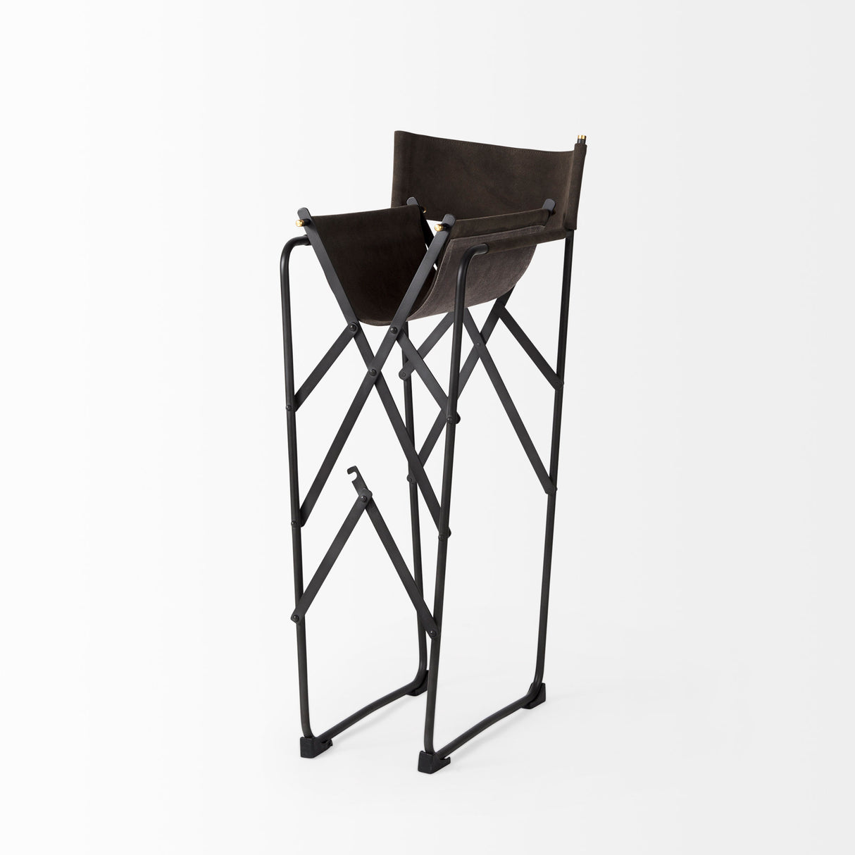 Direttore 19.3L x 19.3W x 40.2H Brown/Gray Suede W/ Metal Frame Counter Stool from Mercana - Luna Furniture