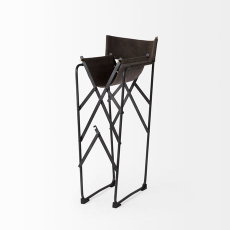 Direttore 19.3L x 19.3W x 40.2H Brown/Gray Suede W/ Metal Frame Counter Stool from Mercana - Luna Furniture