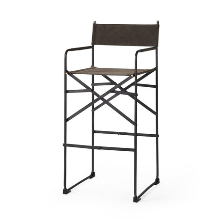 Direttore 19.3L x 19.3W x 44.1H Brown/Gray Suede W/ Metal Frame Bar Stool from Mercana - Luna Furniture