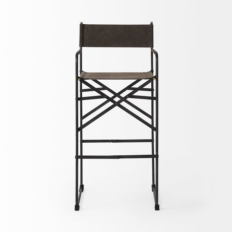 Direttore 19.3L x 19.3W x 44.1H Brown/Gray Suede W/ Metal Frame Bar Stool from Mercana - Luna Furniture