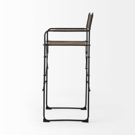 Direttore 19.3L x 19.3W x 44.1H Brown/Gray Suede W/ Metal Frame Bar Stool from Mercana - Luna Furniture