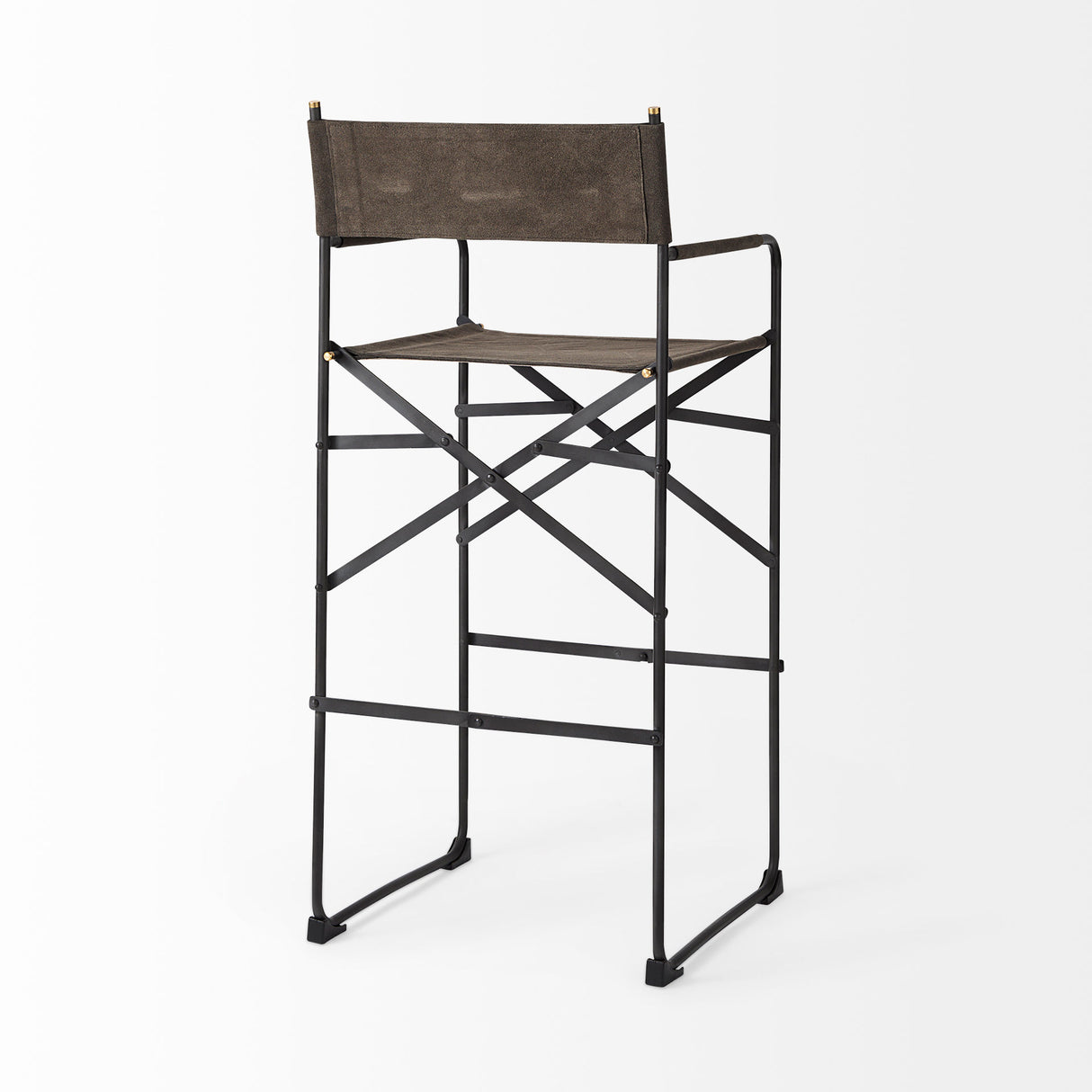 Direttore 19.3L x 19.3W x 44.1H Brown/Gray Suede W/ Metal Frame Bar Stool from Mercana - Luna Furniture