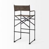 Direttore 19.3L x 19.3W x 44.1H Brown/Gray Suede W/ Metal Frame Bar Stool from Mercana - Luna Furniture