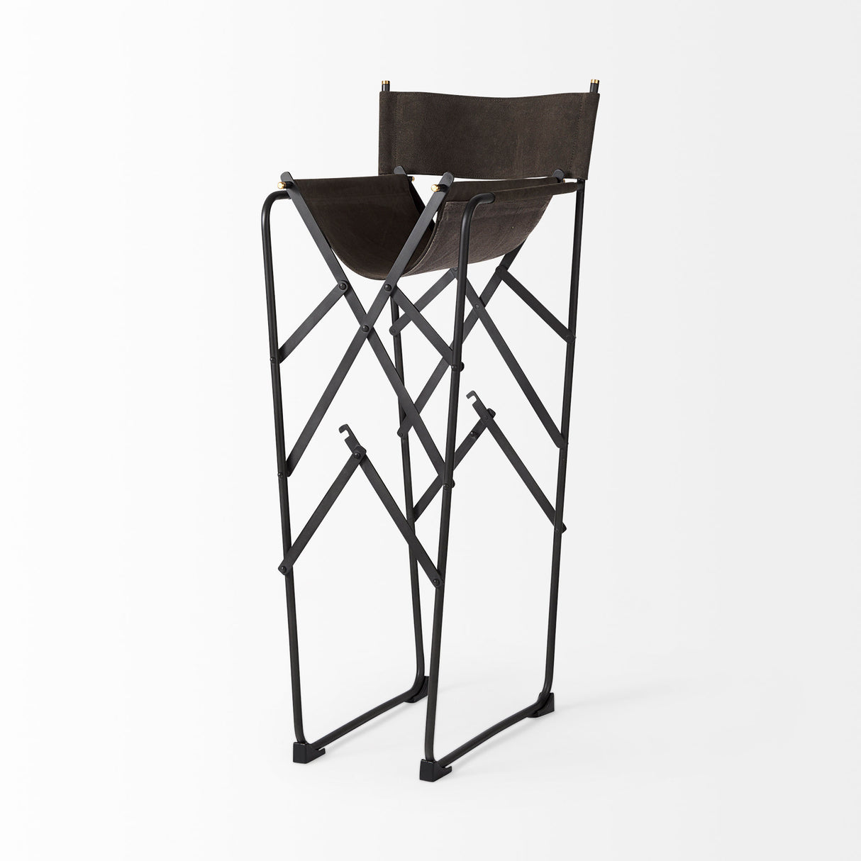 Direttore 19.3L x 19.3W x 44.1H Brown/Gray Suede W/ Metal Frame Bar Stool from Mercana - Luna Furniture