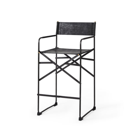 Direttore 19.3L x 19.3W x 40.2H Black Leather W/Black Frame Counter Stool from Mercana - Luna Furniture