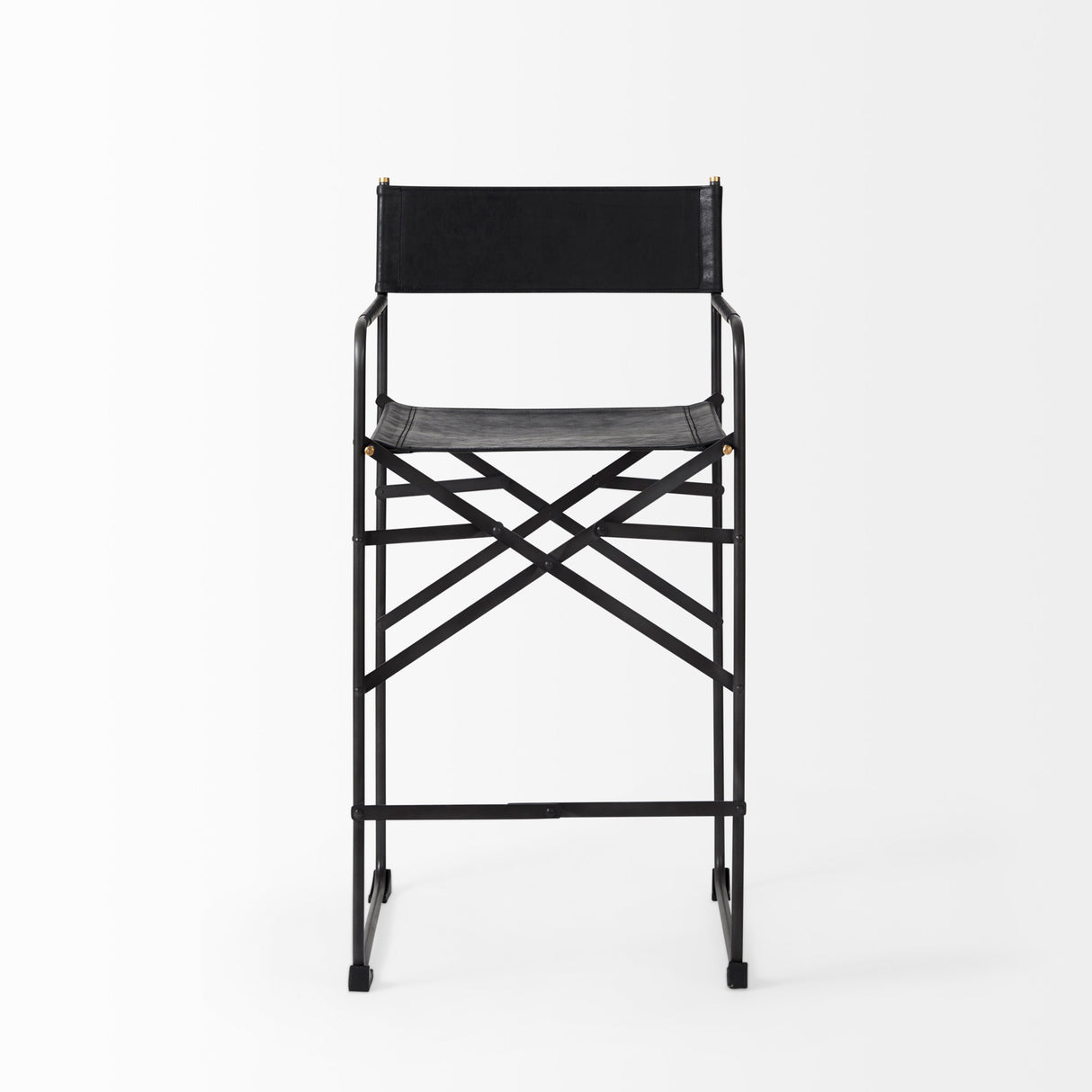 Direttore 19.3L x 19.3W x 40.2H Black Leather W/Black Frame Counter Stool from Mercana - Luna Furniture