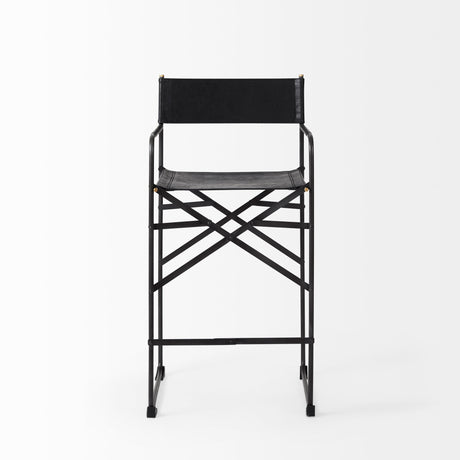 Direttore 19.3L x 19.3W x 40.2H Black Leather W/Black Frame Counter Stool from Mercana - Luna Furniture