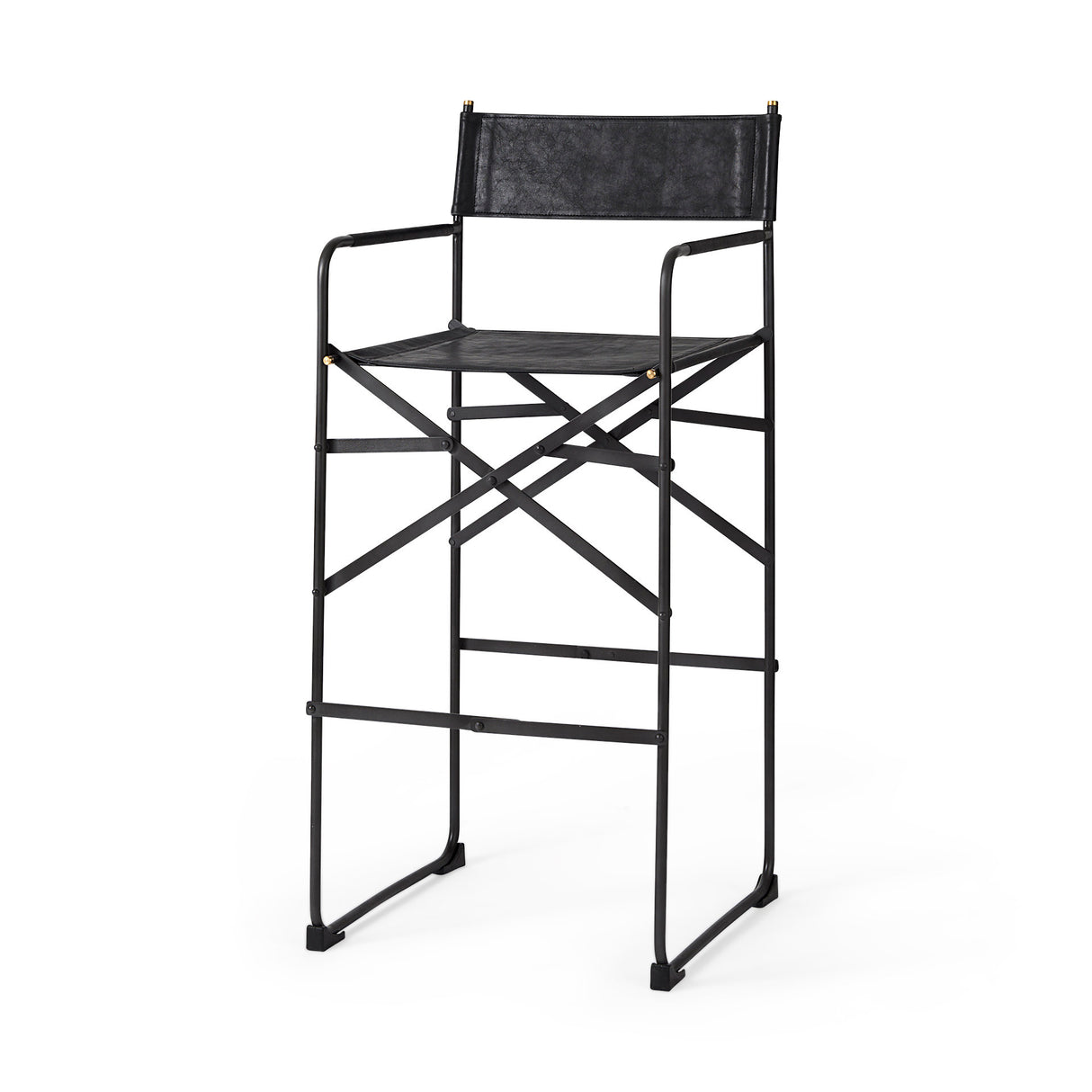 Direttore 19.3L x 19.3W x 44.1H Black Leather Seat W/Black Iron Frame Bar Stool from Mercana - Luna Furniture