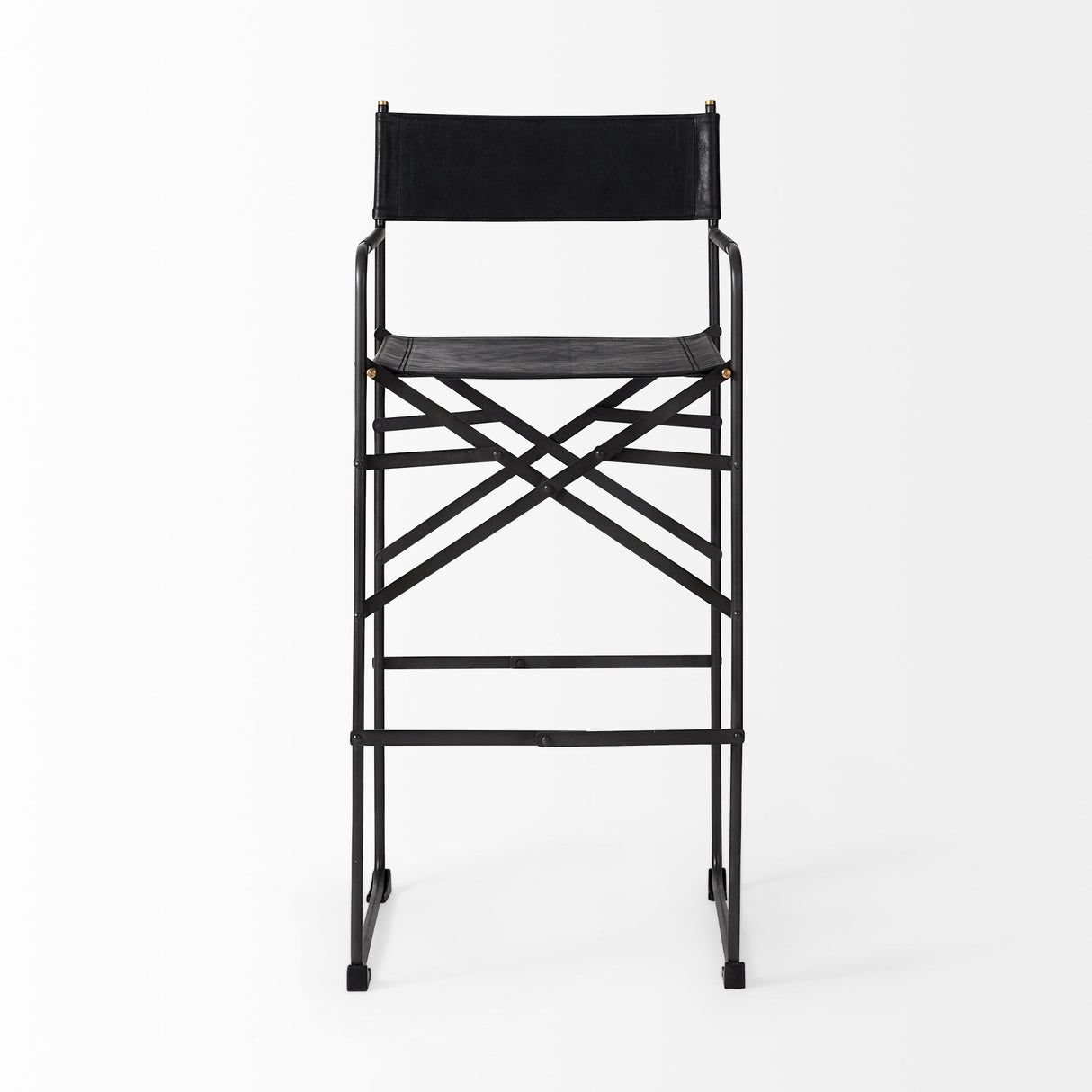 Direttore 19.3L x 19.3W x 44.1H Black Leather Seat W/Black Iron Frame Bar Stool from Mercana - Luna Furniture