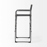 Direttore 19.3L x 19.3W x 44.1H Black Leather Seat W/Black Iron Frame Bar Stool from Mercana - Luna Furniture