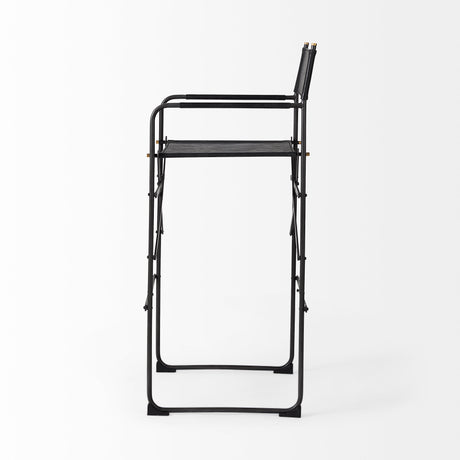 Direttore 19.3L x 19.3W x 44.1H Black Leather Seat W/Black Iron Frame Bar Stool from Mercana - Luna Furniture