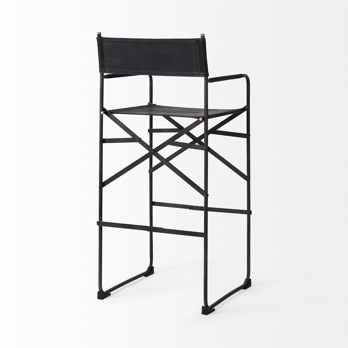 Direttore 19.3L x 19.3W x 44.1H Black Leather Seat W/Black Iron Frame Bar Stool from Mercana - Luna Furniture