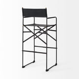 Direttore 19.3L x 19.3W x 44.1H Black Leather Seat W/Black Iron Frame Bar Stool from Mercana - Luna Furniture