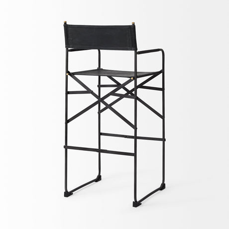 Direttore 19.3L x 19.3W x 44.1H Black Leather Seat W/Black Iron Frame Bar Stool from Mercana - Luna Furniture
