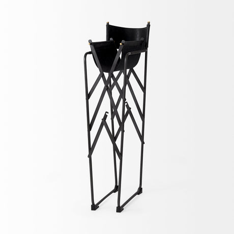 Direttore 19.3L x 19.3W x 44.1H Black Leather Seat W/Black Iron Frame Bar Stool from Mercana - Luna Furniture