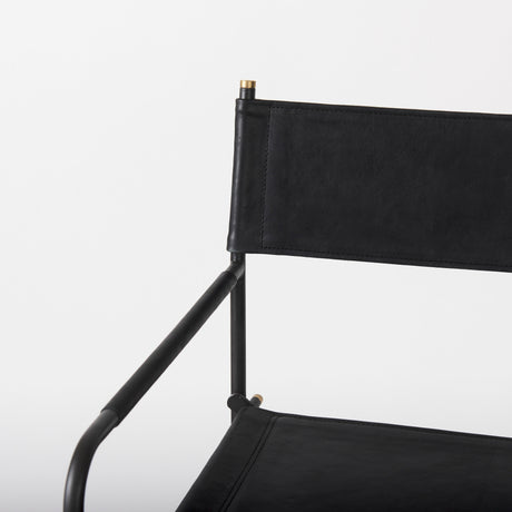 Direttore 19.3L x 19.3W x 44.1H Black Leather Seat W/Black Iron Frame Bar Stool from Mercana - Luna Furniture