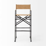 Direttore 19.3L x 19.3W x 44.1H Brown Leather Seat W/Black Iron Frame Bar Stool from Mercana - Luna Furniture