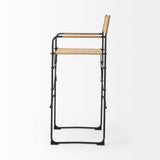 Direttore 19.3L x 19.3W x 44.1H Brown Leather Seat W/Black Iron Frame Bar Stool from Mercana - Luna Furniture