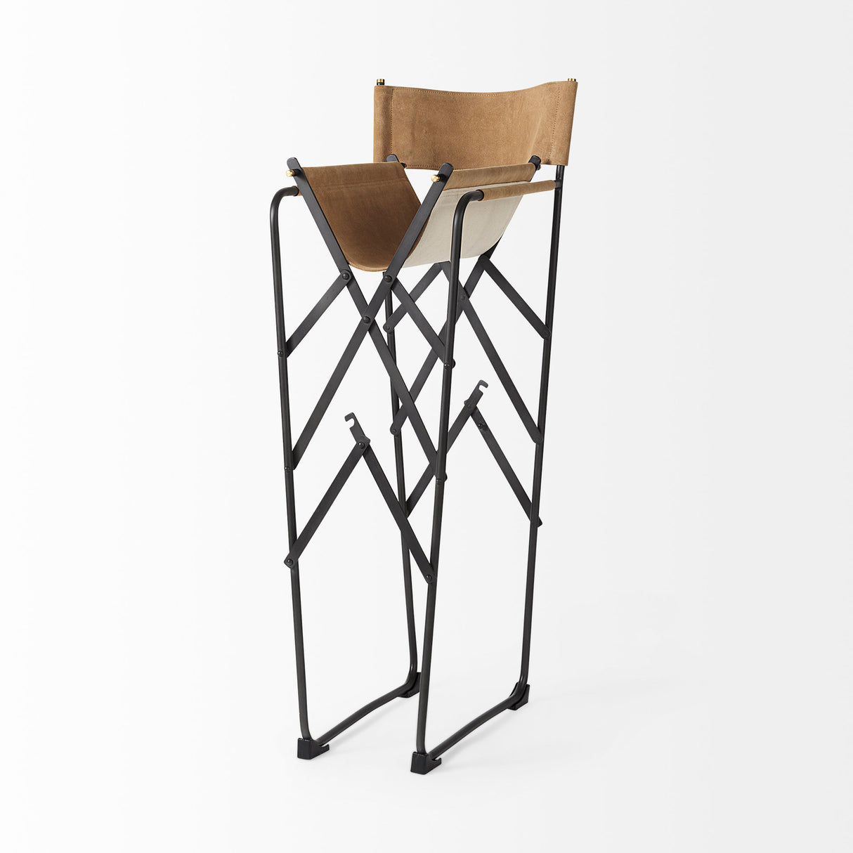 Direttore 19.3L x 19.3W x 44.1H Brown Leather Seat W/Black Iron Frame Bar Stool from Mercana - Luna Furniture