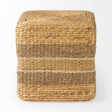 Maya 17.7L x 17.7W x 17.7H Light Brown W/Medium Brown Stripes Seagrass Square Pouf from Mercana - Luna Furniture
