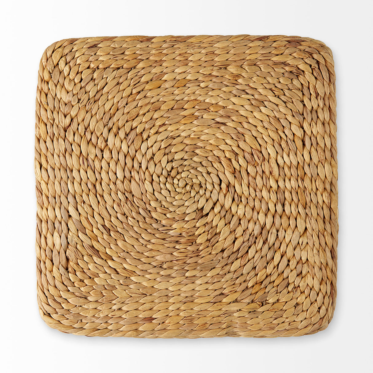Maya 17.7L x 17.7W x 17.7H Light Brown W/Medium Brown Stripes Seagrass Square Pouf from Mercana - Luna Furniture