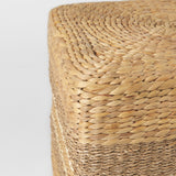 Maya 17.7L x 17.7W x 17.7H Light Brown W/Medium Brown Stripes Seagrass Square Pouf from Mercana - Luna Furniture