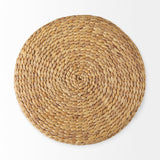 Maya 17.7L x 17.7W x 17.7H Light Brown W/Medium Brown Stripes Seagrass Round Pouf from Mercana - Luna Furniture
