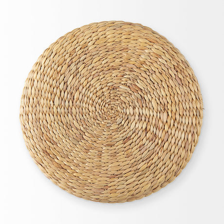 Michelle 17.7L x 17.7W x 17.7H Light Brown Woven Seagrass Round Pouf from Mercana - Luna Furniture