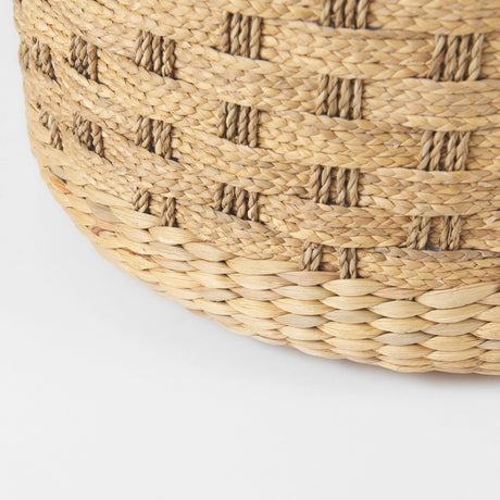 Michelle 17.7L x 17.7W x 17.7H Light Brown Woven Seagrass Round Pouf from Mercana - Luna Furniture