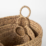 Sivan 19.7L x 19.7W x 23.6H (Set of 3) Light Brown Water Hyacinth Round Basket W/ Handles from Mercana - Luna Furniture