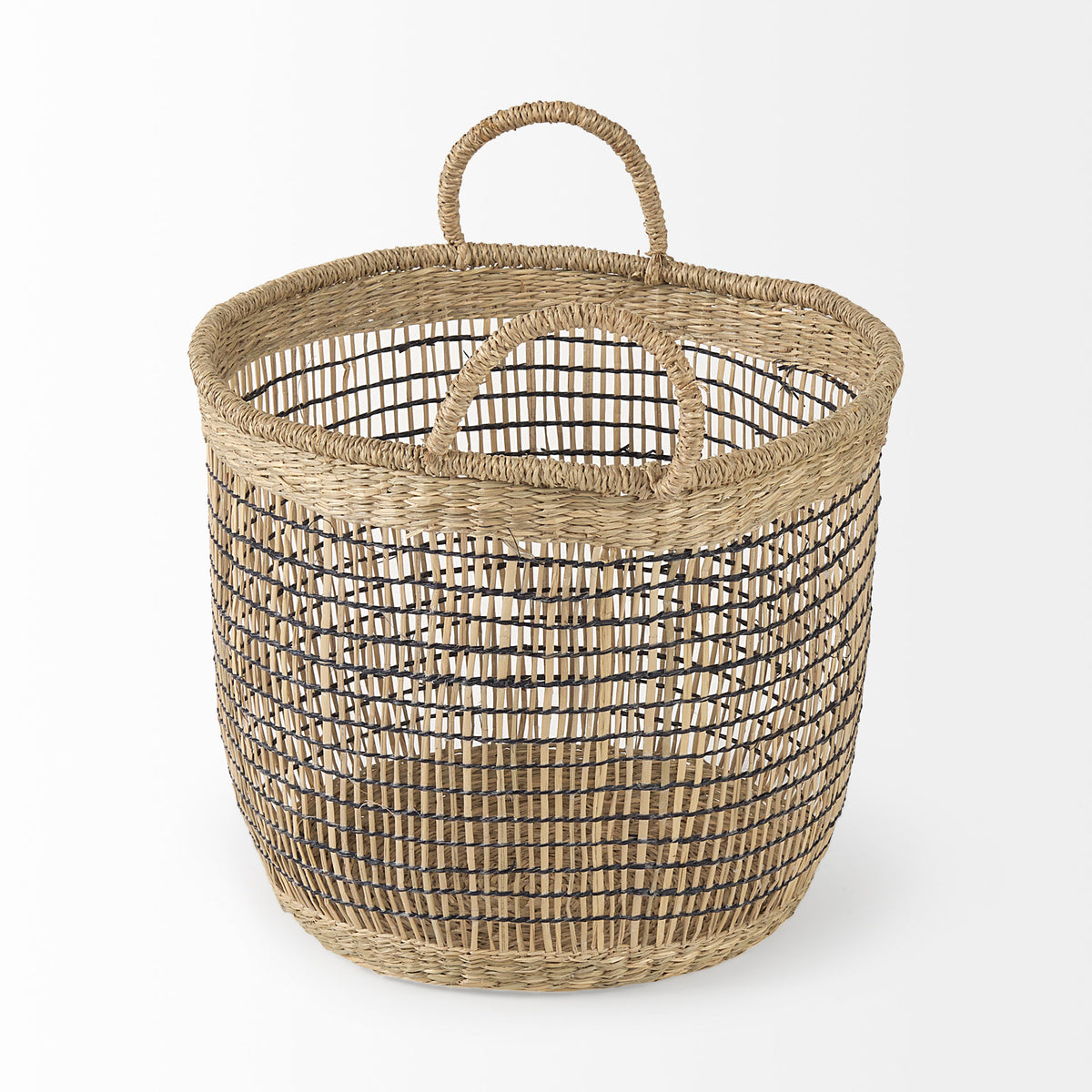 Triopas 15.7L x 15.7W x 13.4H (Set of 3) Medium Brown Seagrass Round Basket W/ Handles from Mercana - Luna Furniture