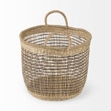 Triopas 15.7L x 15.7W x 13.4H (Set of 3) Medium Brown Seagrass Round Basket W/ Handles from Mercana - Luna Furniture