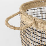 Triopas 15.7L x 15.7W x 13.4H (Set of 3) Medium Brown Seagrass Round Basket W/ Handles from Mercana - Luna Furniture