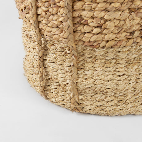 Morocco (Set of 3) Brown Two Tone Water Hyacinth and Cornhusk Round Basket W/ Handles from Mercana - Luna Furniture
