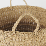 Vance 17.7L x 17.7W x 11.8H Light Brown Palm Leaf and Seagrass Round Basket W/ Handles from Mercana - Luna Furniture