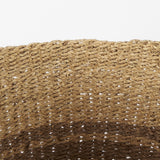 Vance 17.7L x 17.7W x 11.8H Light Brown Palm Leaf and Seagrass Round Basket W/ Handles from Mercana - Luna Furniture