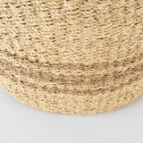 Vance 17.7L x 17.7W x 11.8H Light Brown Palm Leaf and Seagrass Round Basket W/ Handles from Mercana - Luna Furniture
