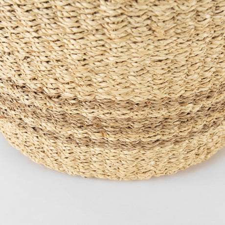 Vance 17.7L x 17.7W x 11.8H Light Brown Palm Leaf and Seagrass Round Basket W/ Handles from Mercana - Luna Furniture