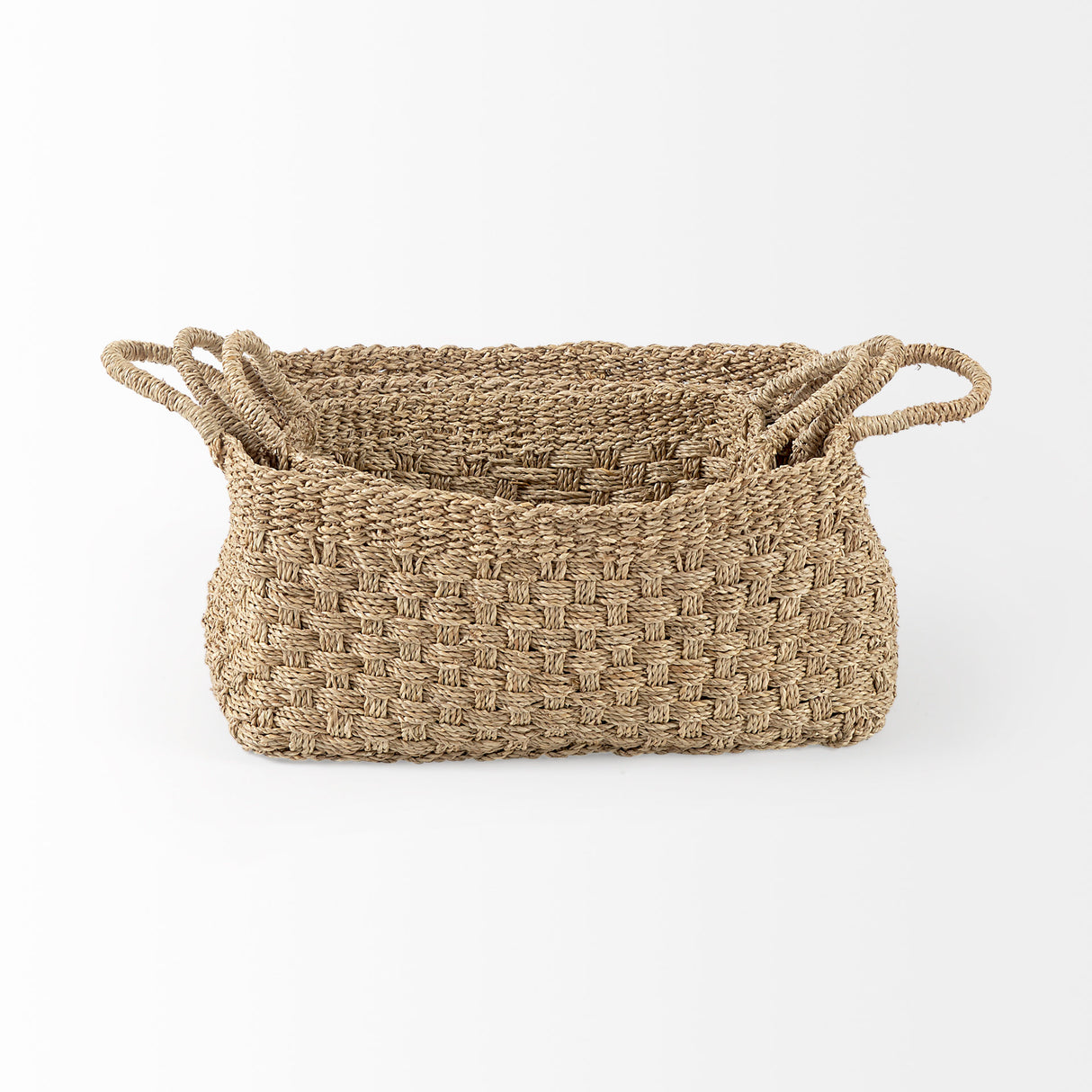 Emra (Set of 3) Light Brown Seagrass Rectangular Basket W/ Handles from Mercana - Luna Furniture