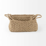 Emra (Set of 3) Light Brown Seagrass Rectangular Basket W/ Handles from Mercana - Luna Furniture