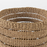 Hayes 17.7L x 17.7W x 11.8H (Set of 2) Medium Brown Seagrass Round Basket with Stripe Pattern from Mercana - Luna Furniture