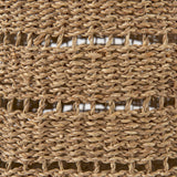 Hayes 17.7L x 17.7W x 11.8H (Set of 2) Medium Brown Seagrass Round Basket with Stripe Pattern from Mercana - Luna Furniture