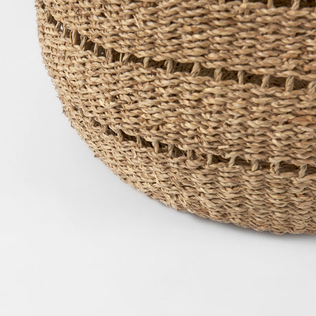 Hayes 17.7L x 17.7W x 11.8H (Set of 2) Medium Brown Seagrass Round Basket with Stripe Pattern from Mercana - Luna Furniture